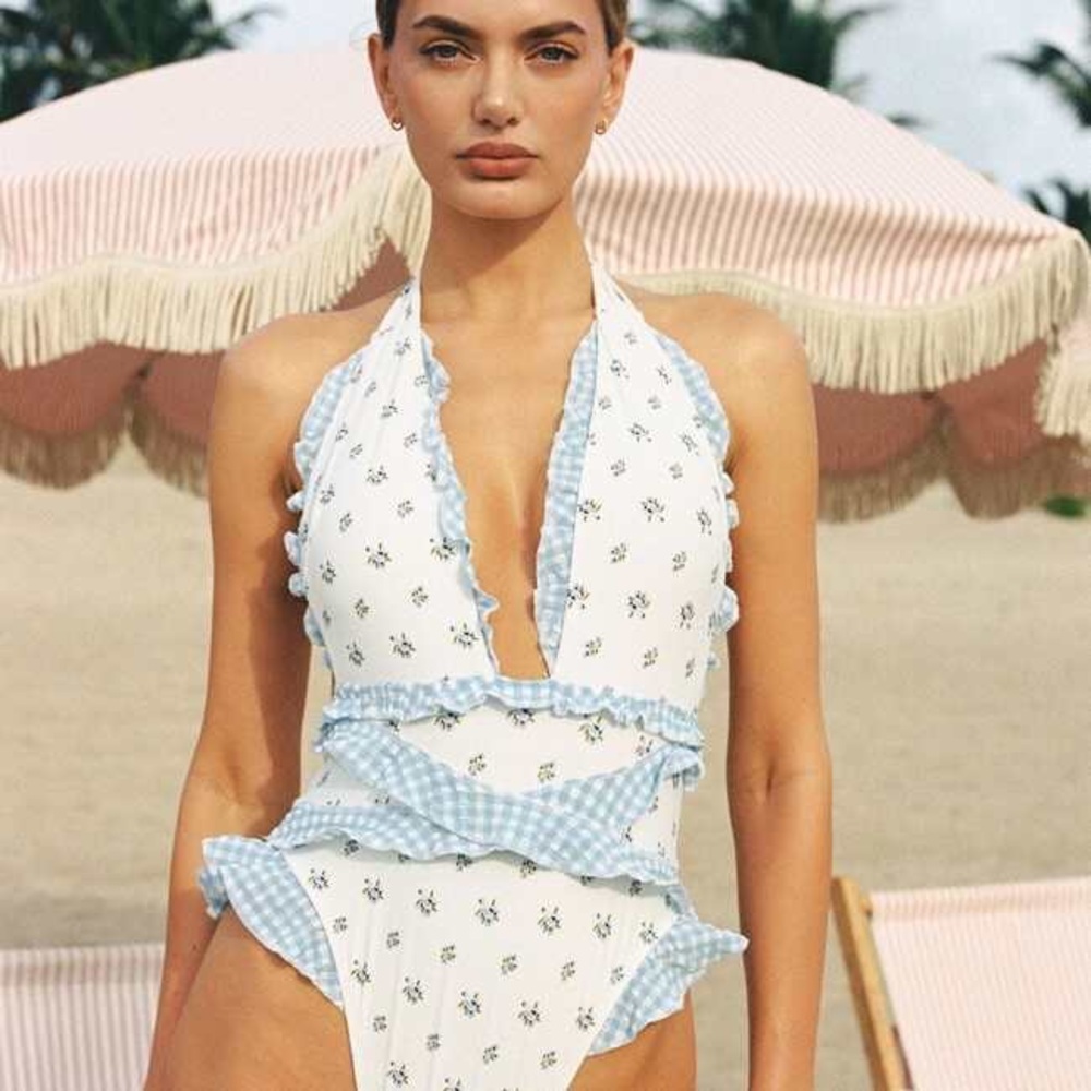 Montce Blue and White Floral One Piece Swimsuit